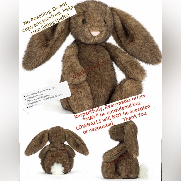 BNWT JELLYCAT LUXE HOPPLESTON LUXE BUNNY MED SALES RECEIPT AVAILABLE 1/ONE ONLY - Picture 8 of 9